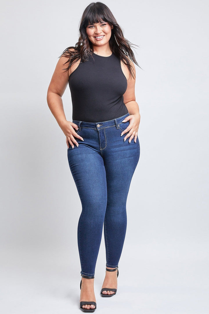 YMI Jeans Plus Size  WannaBettaButt Mid-Rise Skinny Jean- Dark Indigo