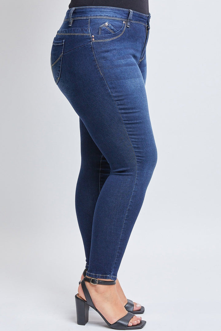 YMI Jeans Plus Size  WannaBettaButt Mid-Rise Skinny Jean- Dark Indigo