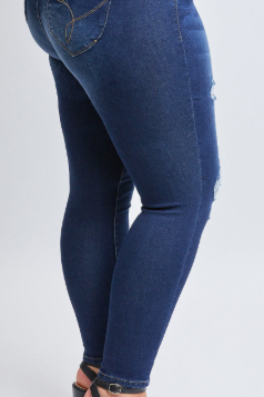 YMI Jeans Plus Size  WannaBettaButt Mid-Rise Skinny Jean- Medium Wash