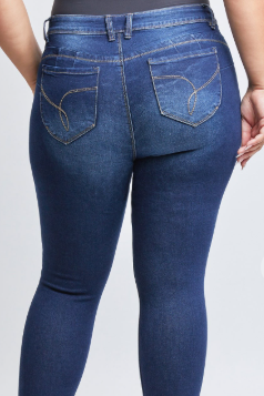 YMI Jeans Plus Size  WannaBettaButt Mid-Rise Skinny Jean- Medium Wash