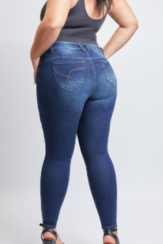 YMI Jeans Plus Size  WannaBettaButt Mid-Rise Skinny Jean- Medium Wash