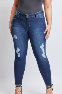 YMI Jeans Plus Size  WannaBettaButt Mid-Rise Skinny Jean- Medium Wash