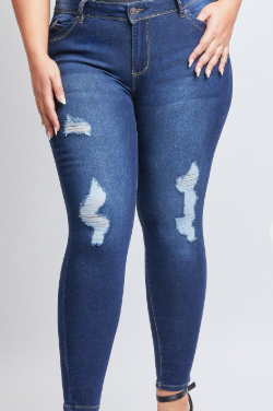 YMI Jeans Plus Size  WannaBettaButt Mid-Rise Skinny Jean- Medium Wash