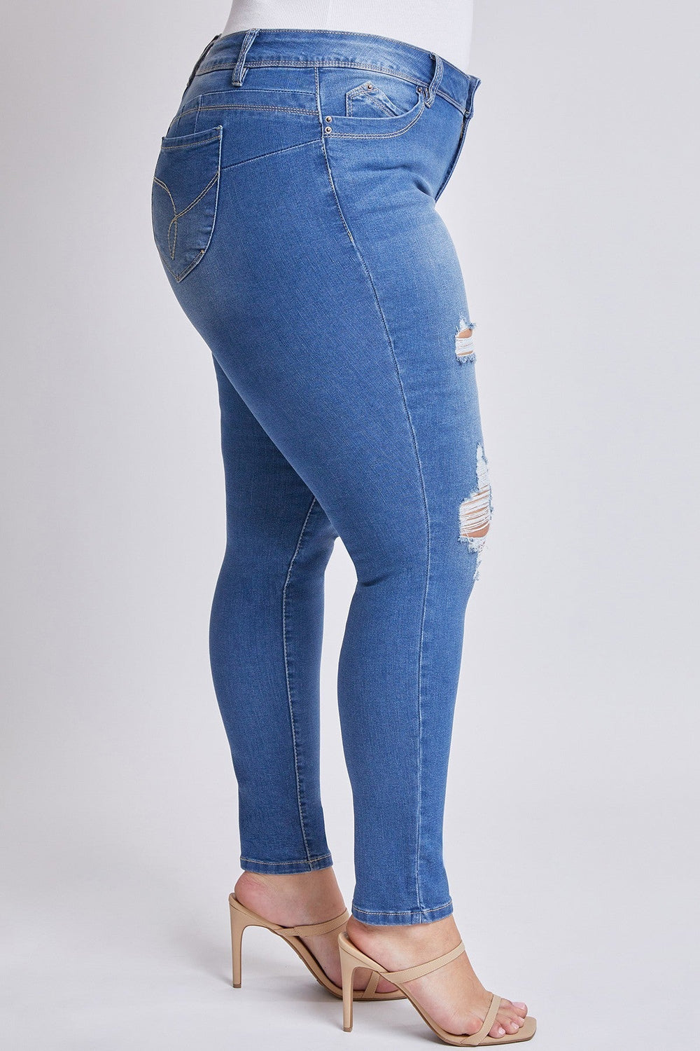 YMI Jeans Plus Size  WannaBettaButt Mid-Rise Skinny Jean- Medium Wash