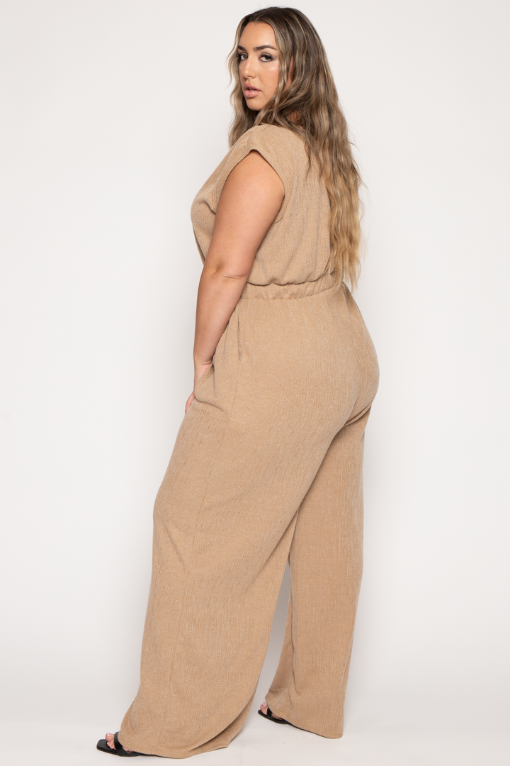 Curvy Sense Jumpsuits and Rompers Plus Size Adele  Jumpsuit - Taupe