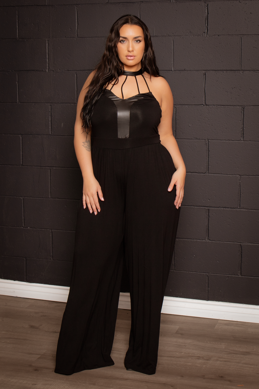 Women's Plus Size Althea Halter Jumpsuit - Black - Curvy Sense
