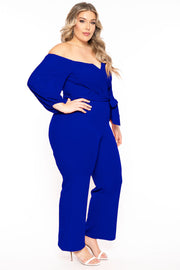 Find Me Jumpsuits and Rompers Plus Size Aryana Cross Over Jumpsuit - Blue