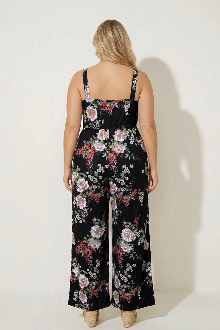 Curvy Sense Inc. Jumpsuits and Rompers Plus Size Bloom Escape Jumpsuit - Black