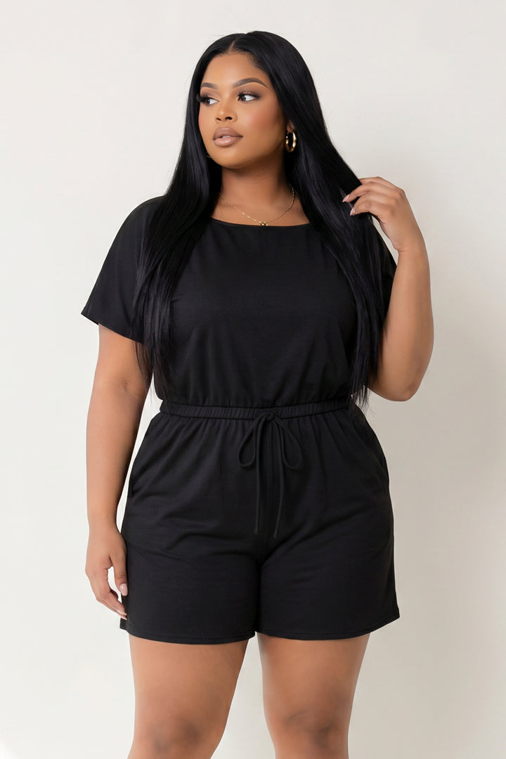 Curvy Sense Inc. Jumpsuits and Rompers Plus Size Brielle Lounge Romper - Black