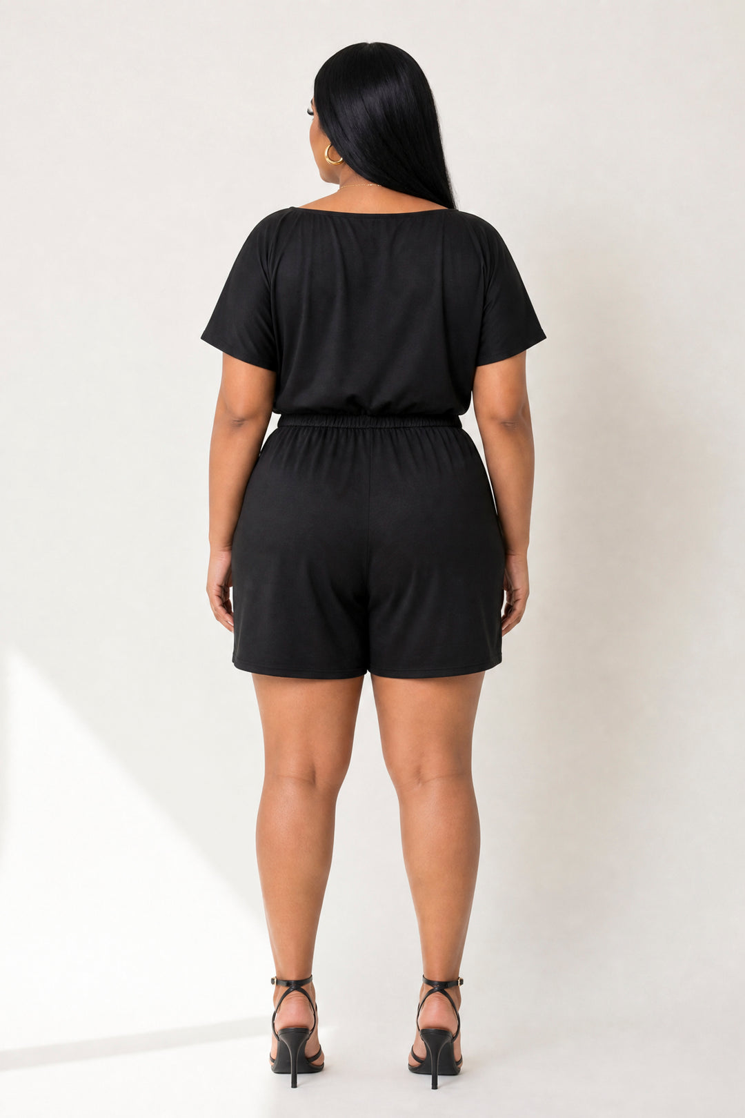 Curvy Sense Inc. Jumpsuits and Rompers Plus Size Brielle Lounge Romper - Black
