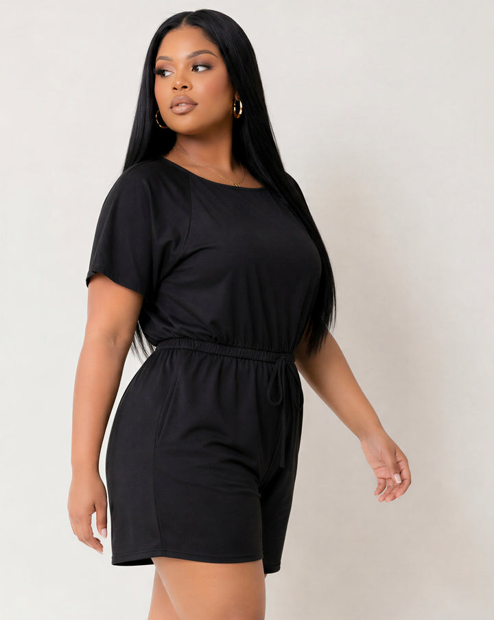 Curvy Sense Inc. Jumpsuits and Rompers Plus Size Brielle Lounge Romper - Black