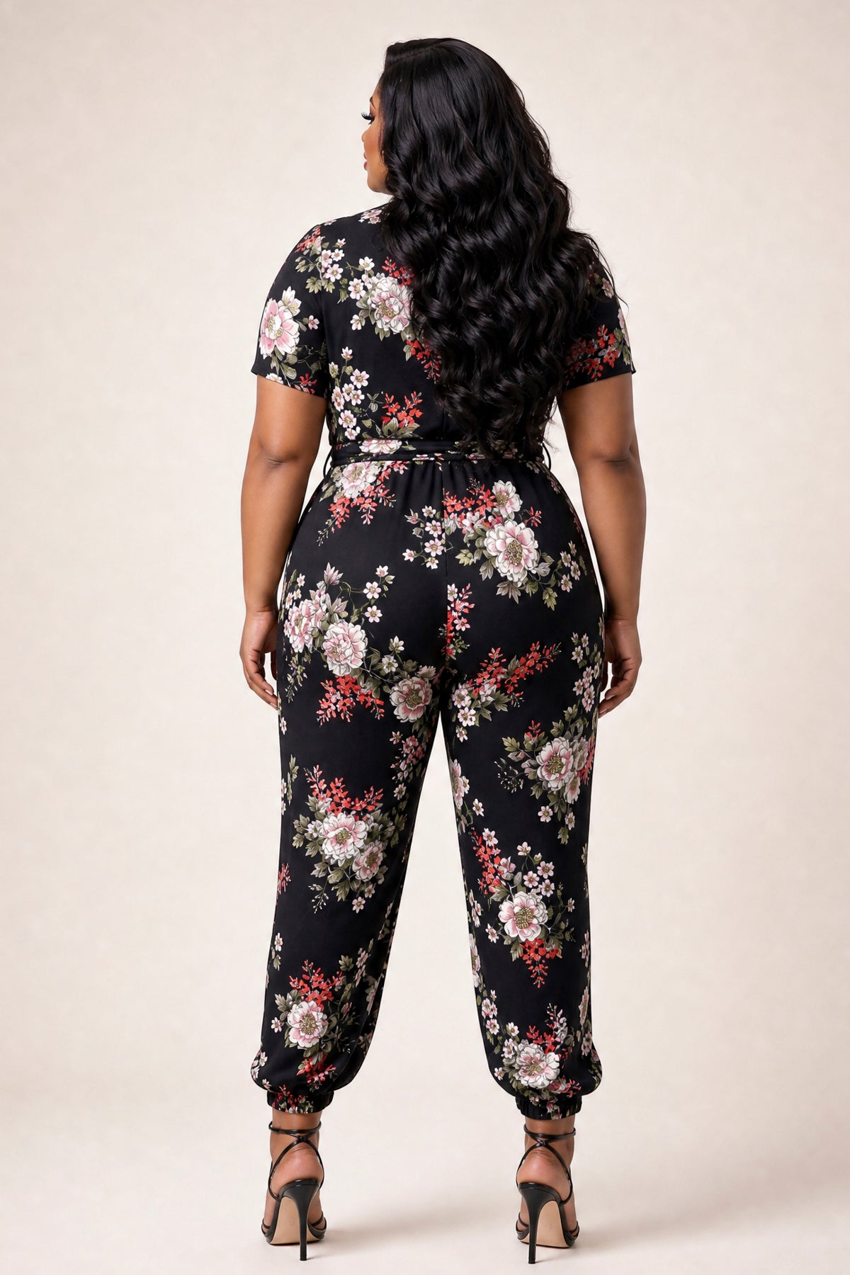 Women's Plus Size Captivating Bloom Jumpsuit - Black - Curvy Sense