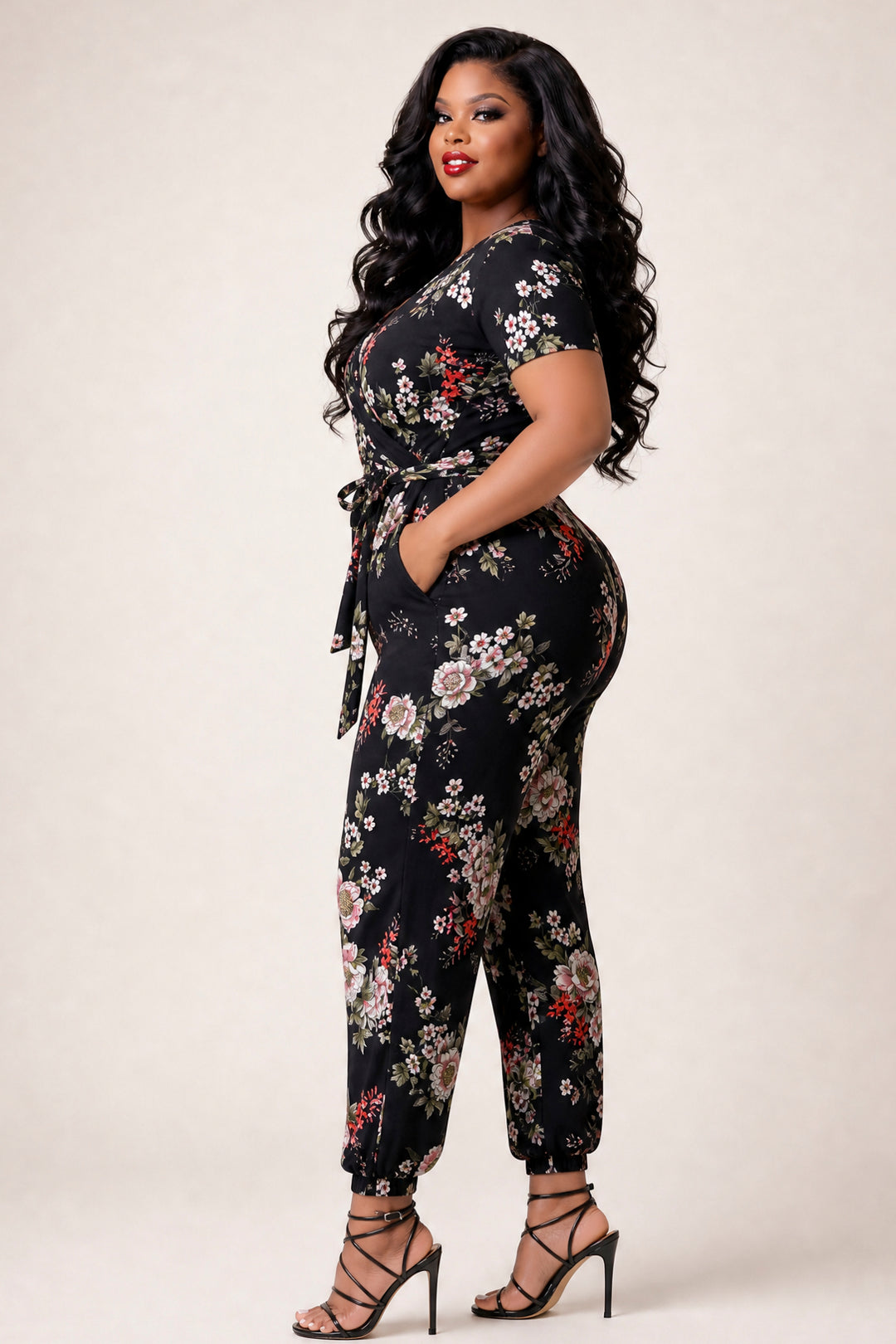 Curvy Sense Inc. Jumpsuits and Rompers Plus Size Captivating Bloom Jumpsuit - Black