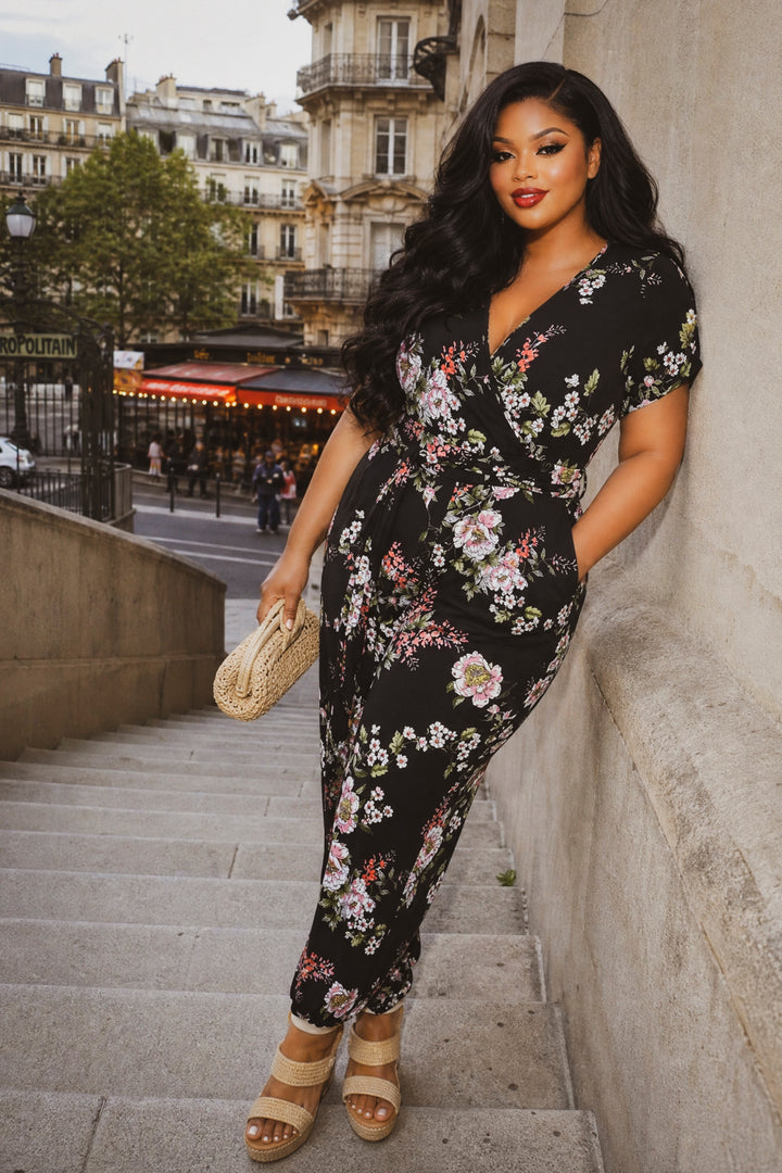 Curvy Sense Inc. Jumpsuits and Rompers Plus Size Captivating Bloom Jumpsuit - Black