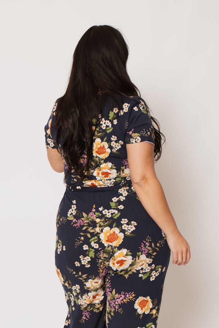 Curvy Sense Inc. Jumpsuits and Rompers Plus Size Captivating Bloom Jumpsuit - Navy