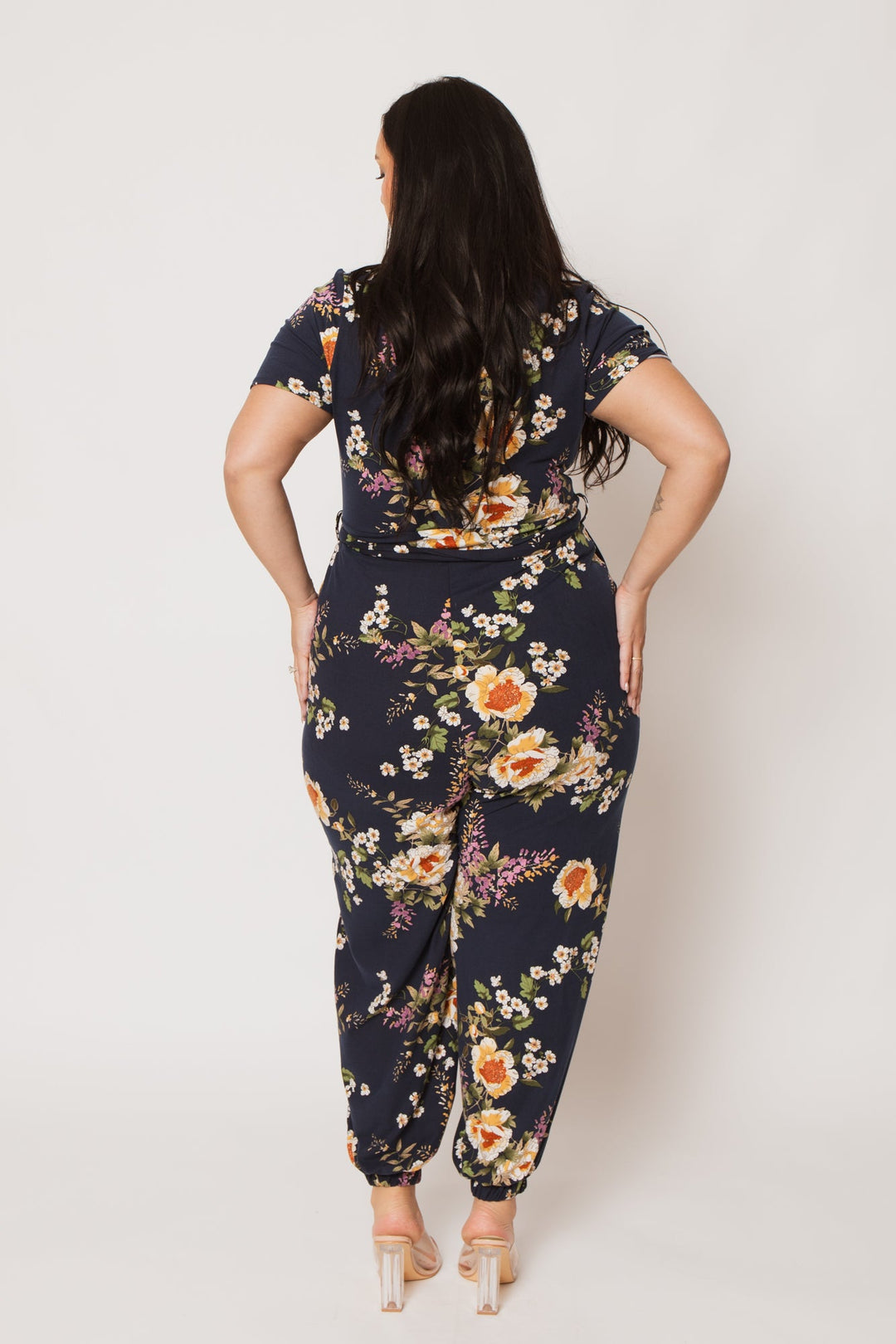 Curvy Sense Inc. Jumpsuits and Rompers Plus Size Captivating Bloom Jumpsuit - Navy