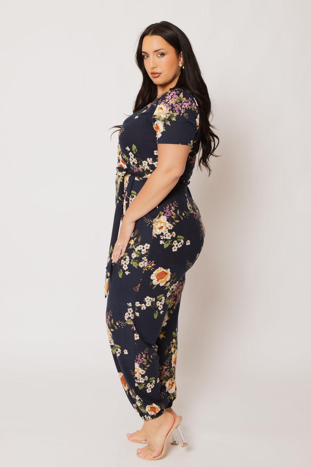 Curvy Sense Inc. Jumpsuits and Rompers Plus Size Captivating Bloom Jumpsuit - Navy