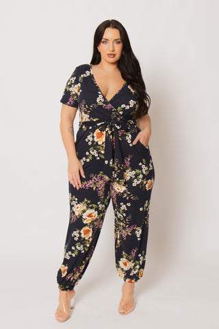 Women's Plus Size Darling Shirt and Skirt satin Set-Black - Curvy