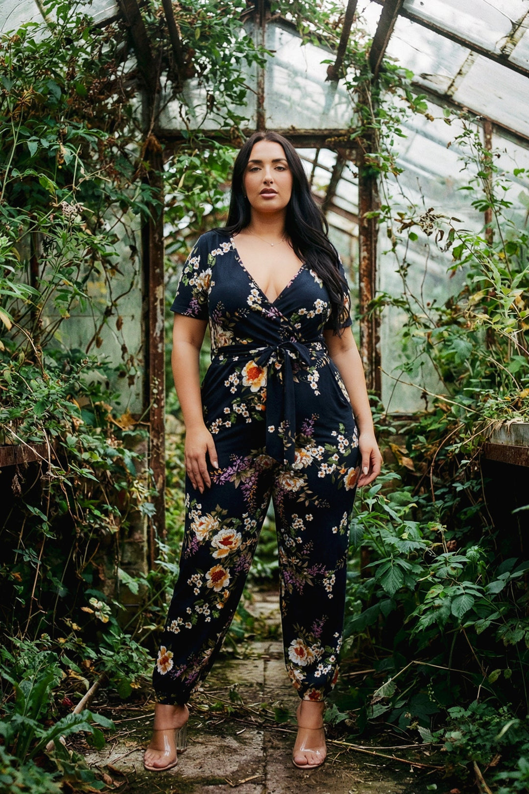 Curvy Sense Inc. Jumpsuits and Rompers Plus Size Captivating Bloom Jumpsuit - Navy