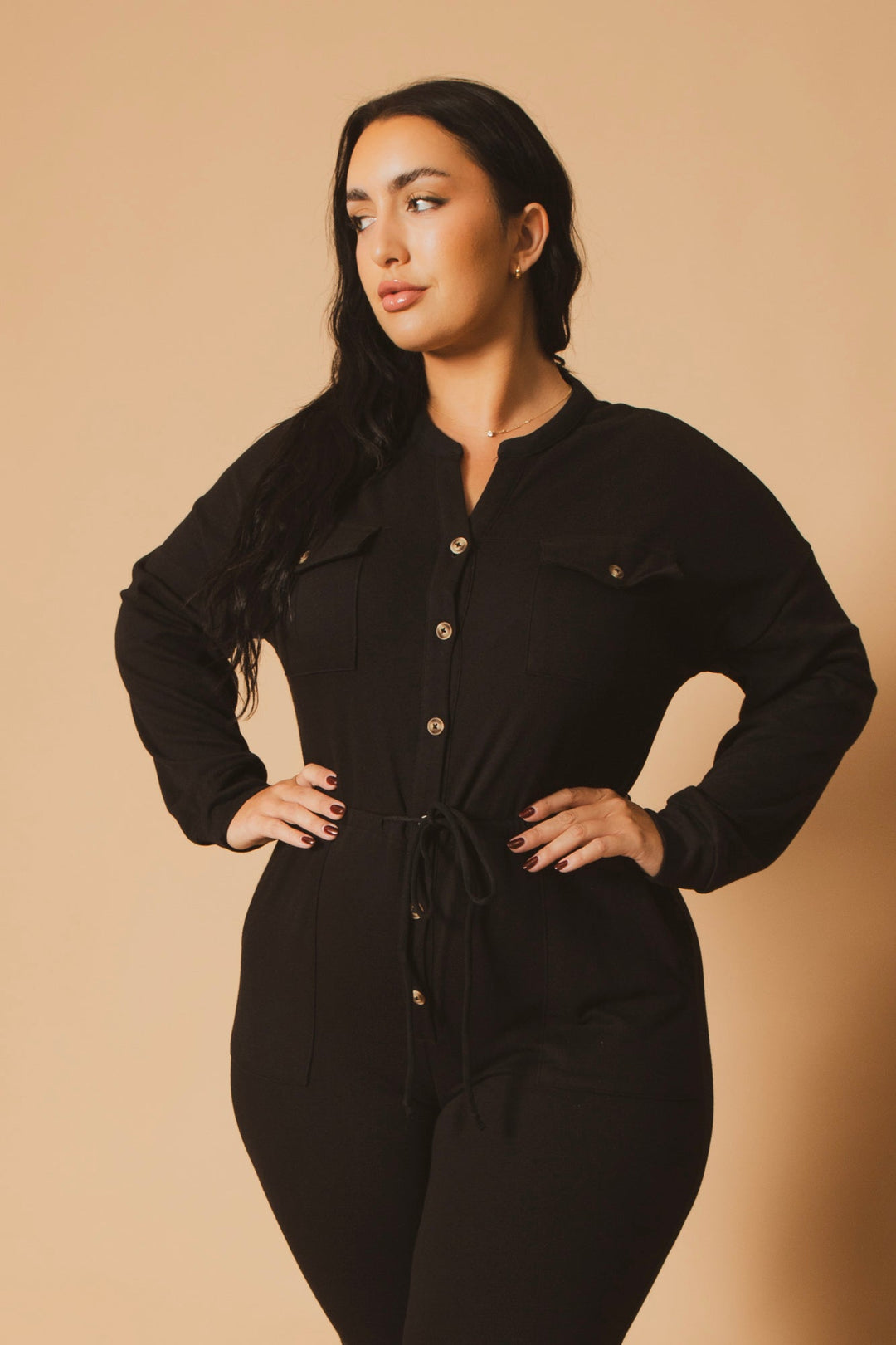 CULTURE CODE Jumpsuits and Rompers Plus Size Casual  Cargo  Jumpsuit - Black