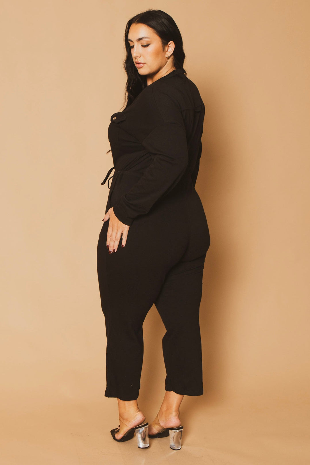 CULTURE CODE Jumpsuits and Rompers Plus Size Casual  Cargo  Jumpsuit - Black