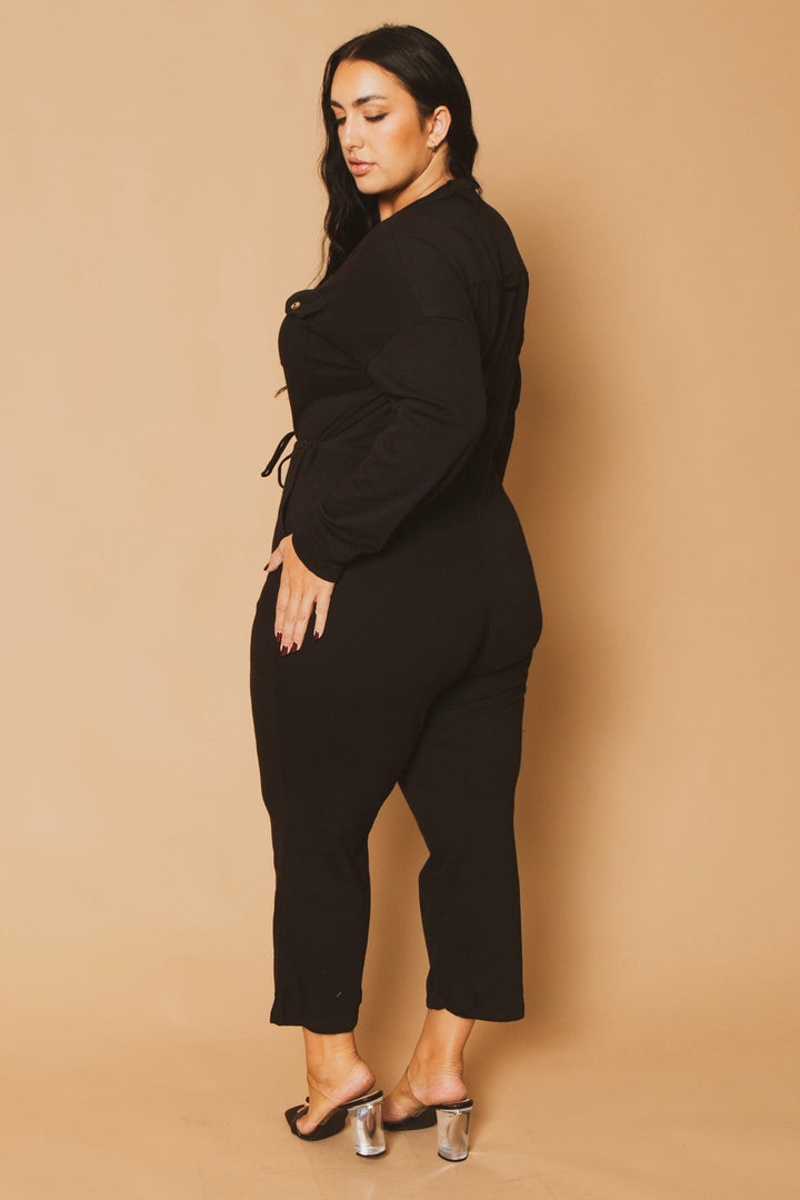 CULTURE CODE Jumpsuits and Rompers Plus Size Casual  Cargo  Jumpsuit - Black