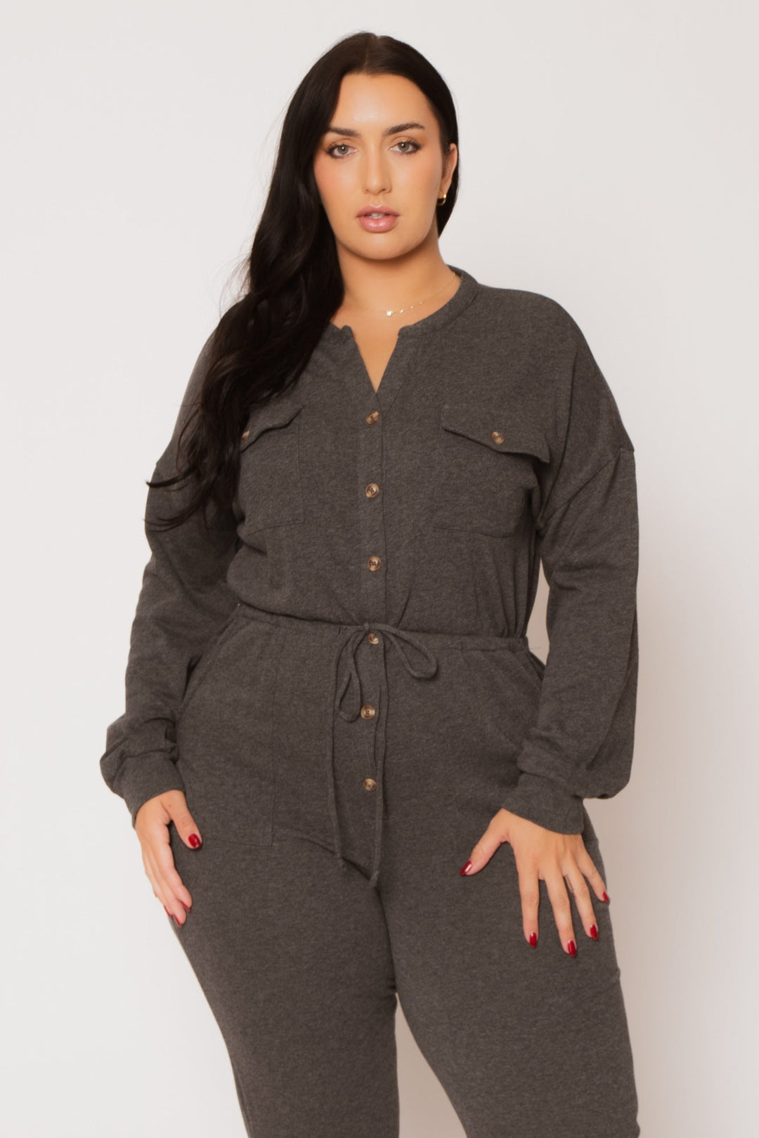 CULTURE CODE Jumpsuits and Rompers Plus Size Cathy Cargo  Jumpsuit - Charcoal