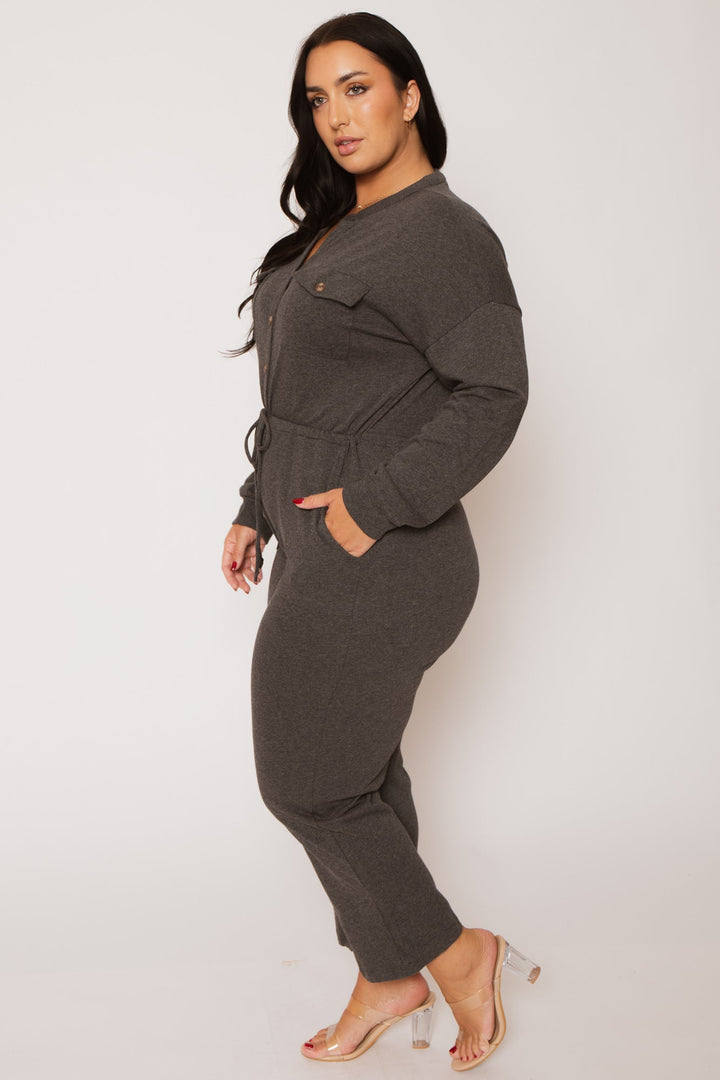CULTURE CODE Jumpsuits and Rompers Plus Size Cathy Cargo  Jumpsuit - Charcoal