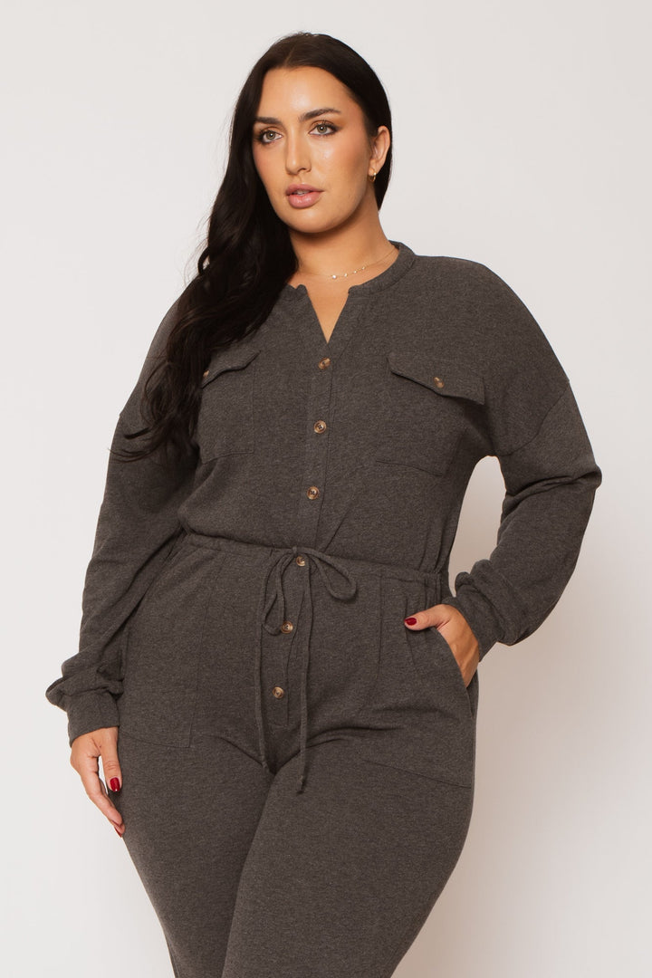 CULTURE CODE Jumpsuits and Rompers Plus Size Cathy Cargo  Jumpsuit - Charcoal