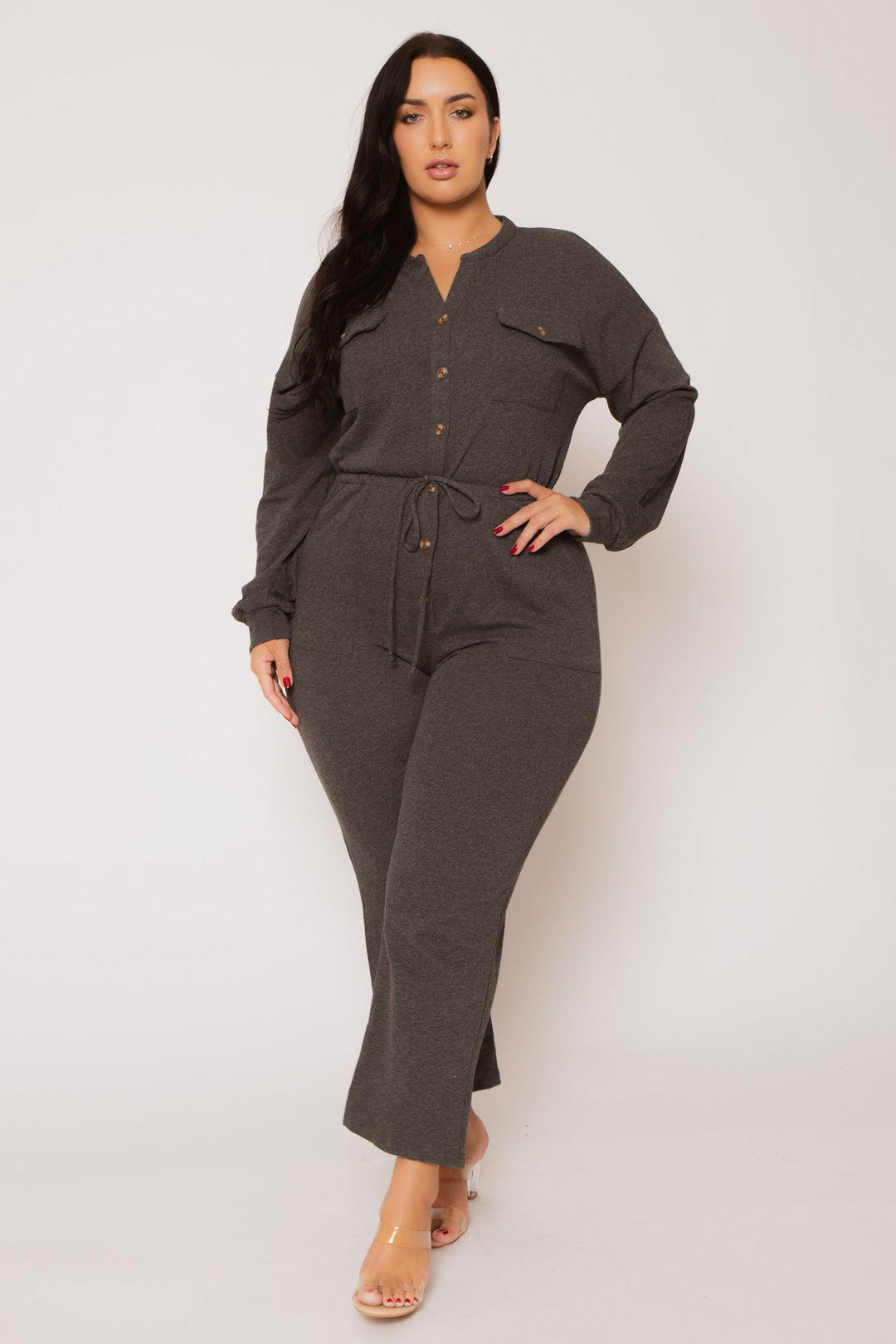 CULTURE CODE Jumpsuits and Rompers Plus Size Cathy Cargo  Jumpsuit - Charcoal