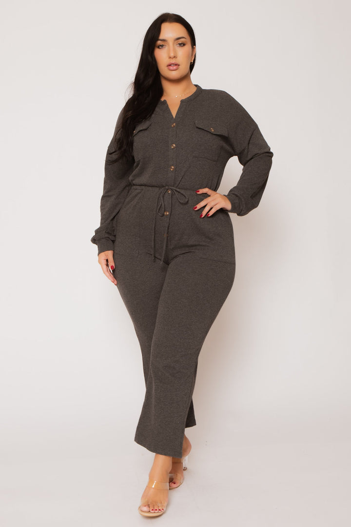 CULTURE CODE Jumpsuits and Rompers Plus Size Cathy Cargo  Jumpsuit - Charcoal
