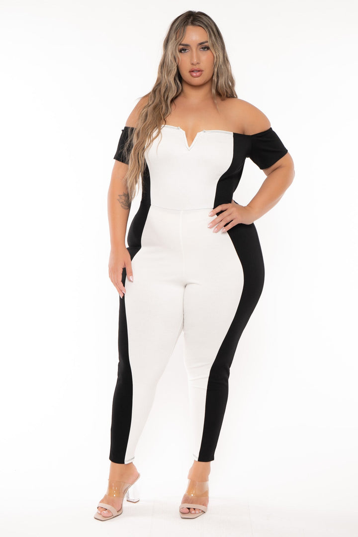 Curvy Sense Jumpsuits and Rompers Plus Size Celestielle  Illusion  Jumpsuit - Ivory