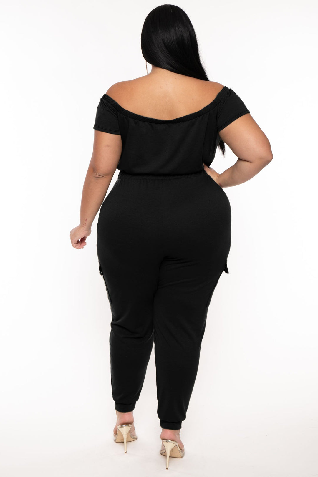 Curvy Sense Jumpsuits and Rompers Plus Size Cerene Cargo Jumpsuit - Black