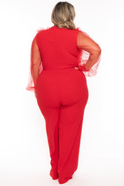 Goodtime USA Jumpsuits and Rompers Plus Size Devotion Lace Ruffle  Jumpsuit - Red