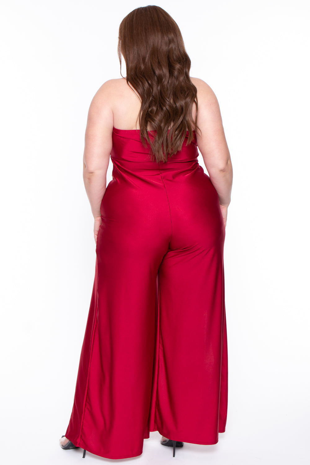 Curvy Sense Jumpsuits and Rompers Plus Size Elissa M-Slit Jumpsuit- Red
