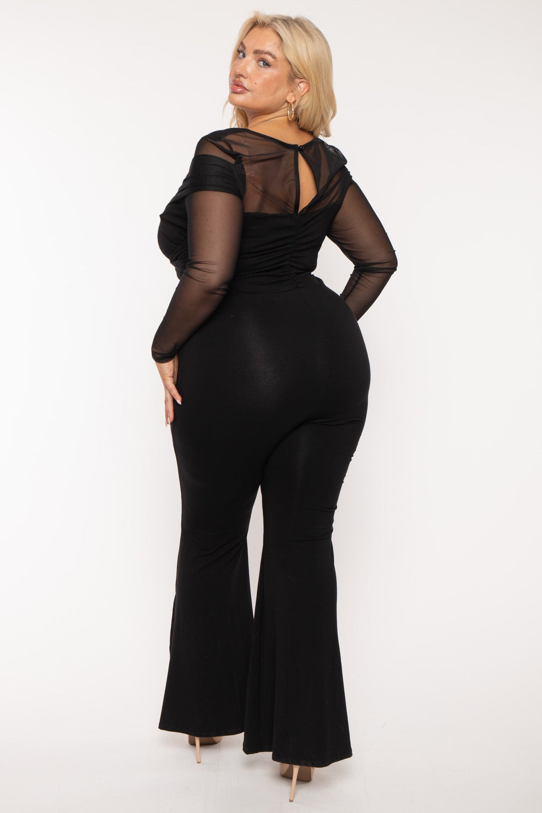 Curvy Sense Jumpsuits and Rompers Plus Size Eliz Mesh Jumpsuit - Black