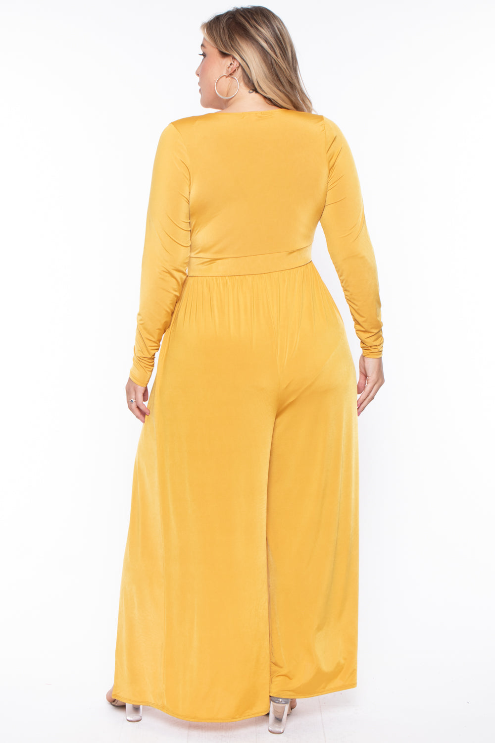 Curvy Sense Jumpsuits and Rompers Plus Size Ellia M-Slit Jumpsuit- Mustard