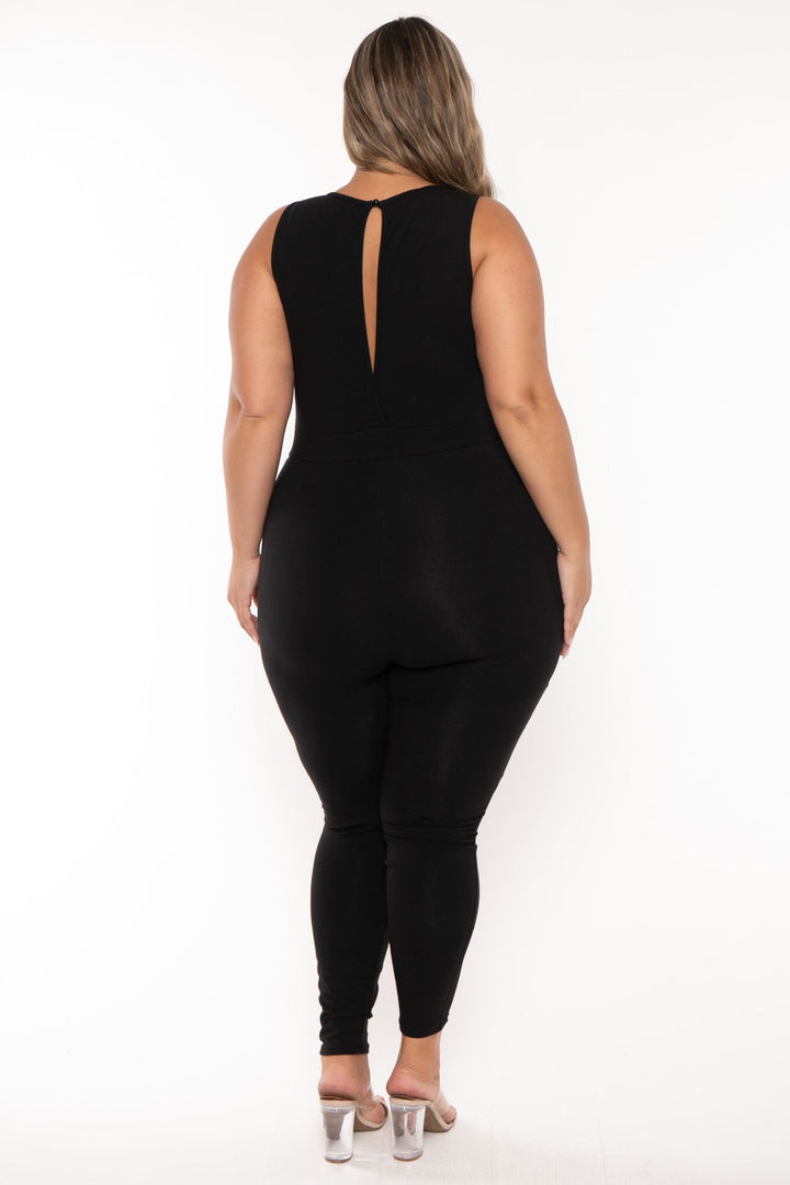 Curvy Sense Jumpsuits and Rompers Plus Size Elvia Mesh Jumpsuit - Black