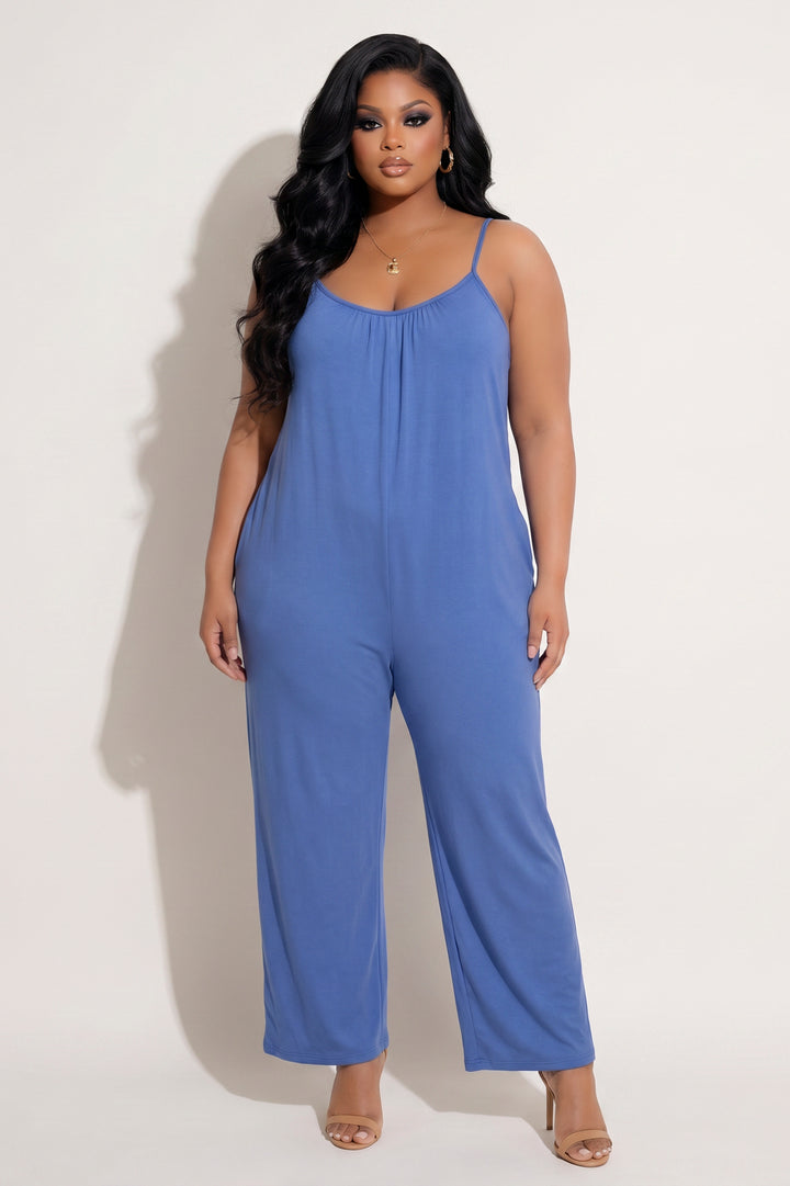 Curvy Sense Inc. Jumpsuits and Rompers Plus Size Endless Ease Jumpsuit - Blue