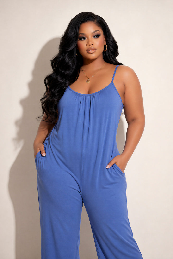 Curvy Sense Inc. Jumpsuits and Rompers Plus Size Endless Ease Jumpsuit - Blue