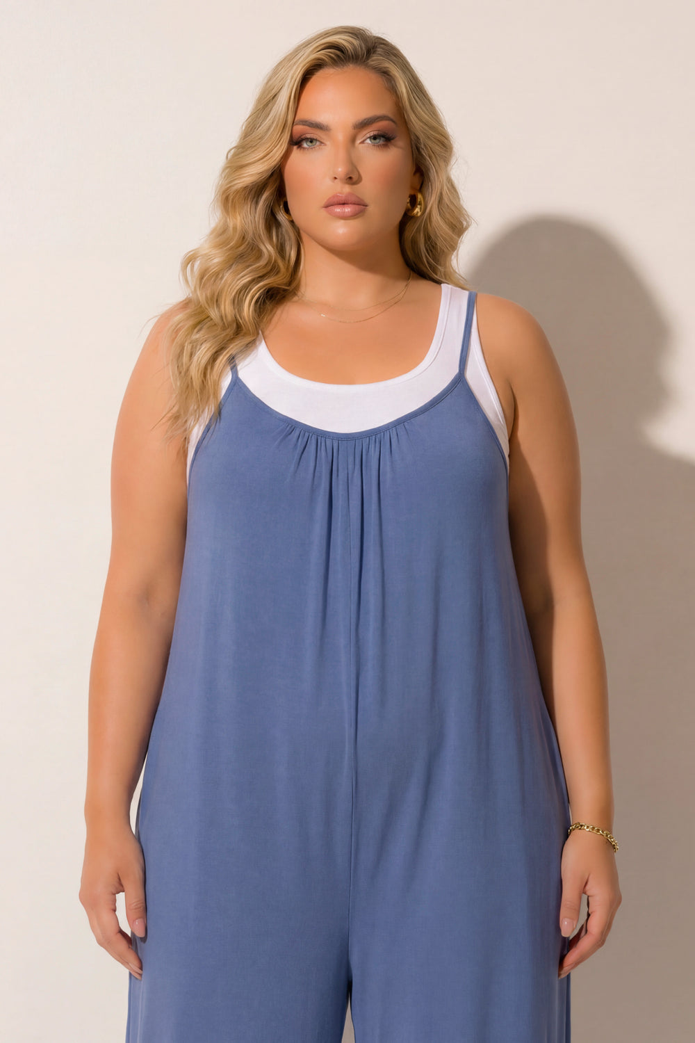 Curvy Sense Inc. Jumpsuits and Rompers Plus Size Endless Ease Jumpsuit - Blue