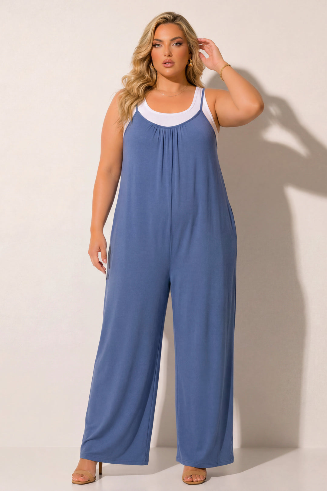 Curvy Sense Inc. Jumpsuits and Rompers Plus Size Endless Ease Jumpsuit - Blue