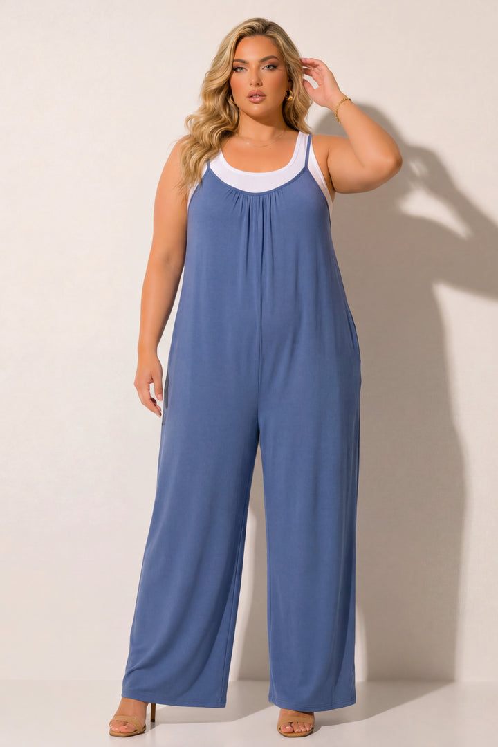 Curvy Sense Inc. Jumpsuits and Rompers Plus Size Endless Ease Jumpsuit - Blue