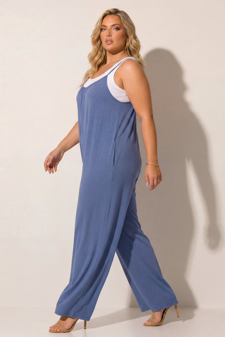 Curvy Sense Inc. Jumpsuits and Rompers Plus Size Endless Ease Jumpsuit - Blue