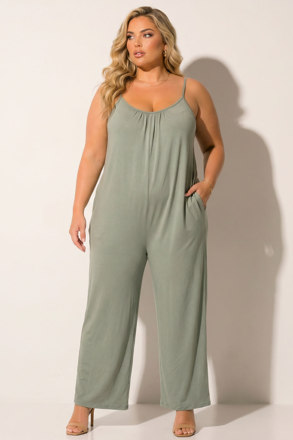 Curvy Sense Inc. Jumpsuits and Rompers Plus Size Endless Ease Jumpsuit - Olive
