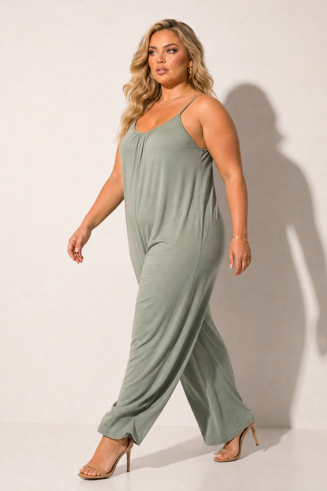 Curvy Sense Inc. Jumpsuits and Rompers Plus Size Endless Ease Jumpsuit - Olive