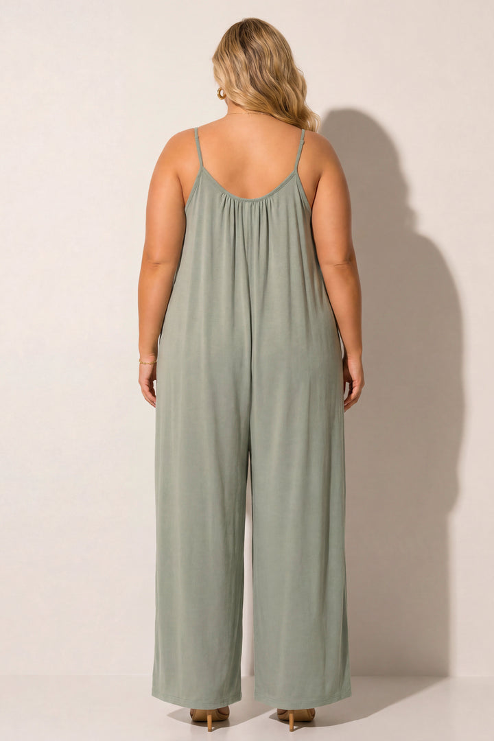 Curvy Sense Inc. Jumpsuits and Rompers Plus Size Endless Ease Jumpsuit - Olive