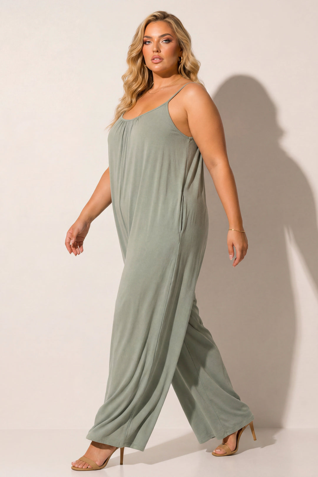 Curvy Sense Inc. Jumpsuits and Rompers Plus Size Endless Ease Jumpsuit - Olive