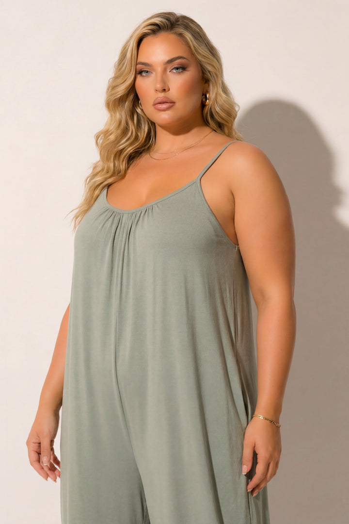Curvy Sense Inc. Jumpsuits and Rompers Plus Size Endless Ease Jumpsuit - Olive