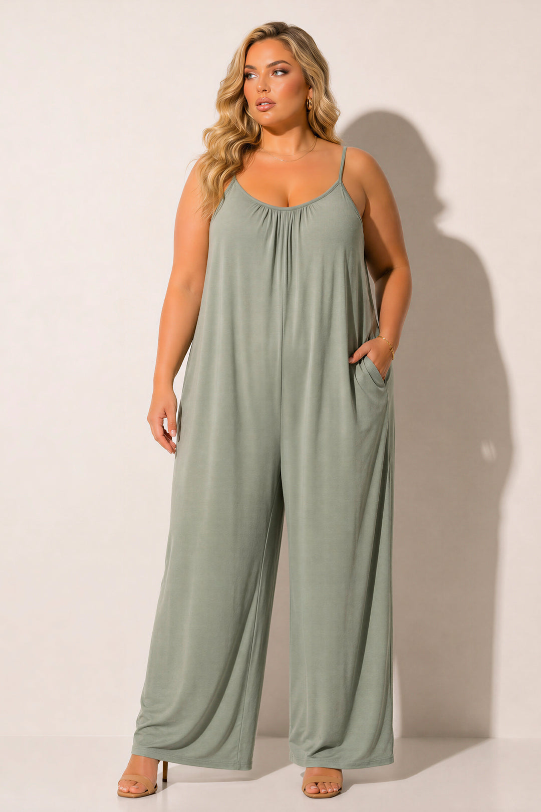 Curvy Sense Inc. Jumpsuits and Rompers Plus Size Endless Ease Jumpsuit - Olive